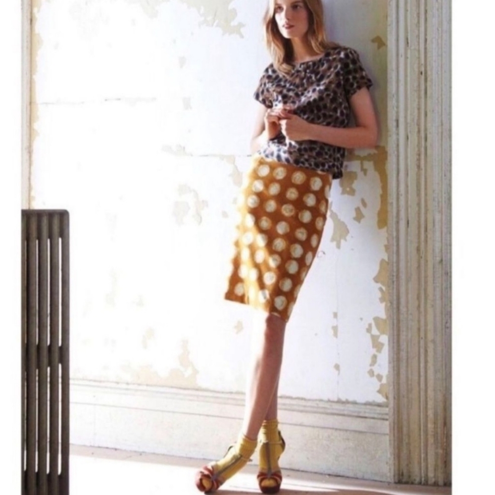 Maeve Orange and Cream Pencil Skirt - Picture 2 of 12